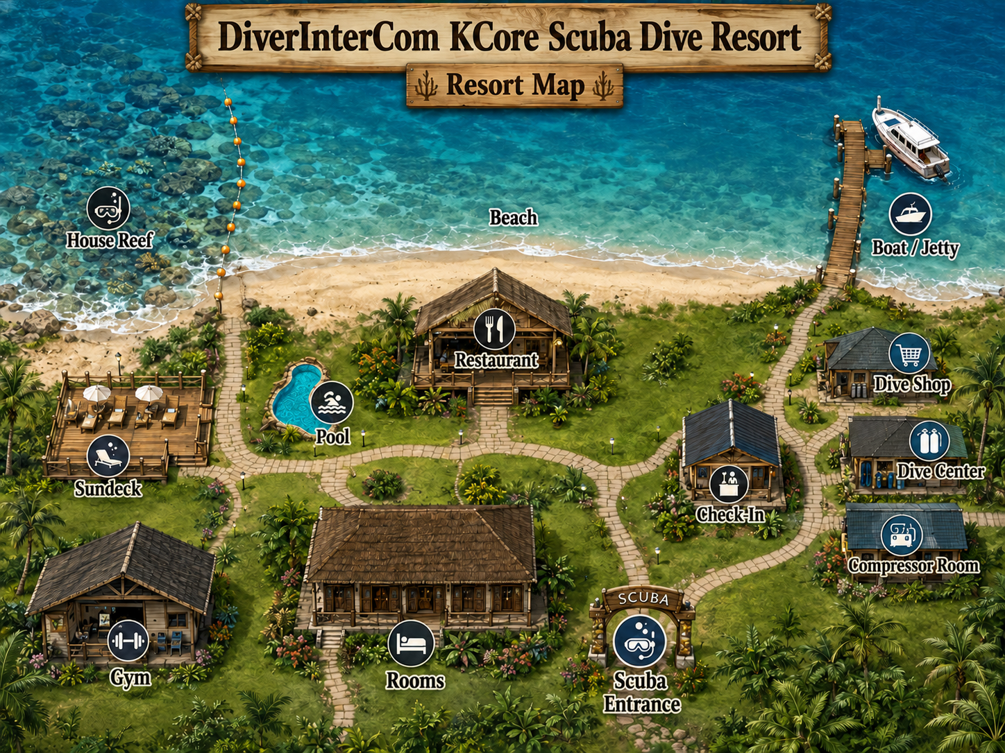 KCore Scuba Resort Map with Pool